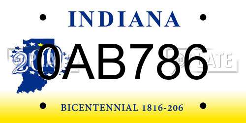 0AB786 Indiana License Plate