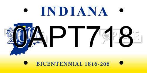 0APT718 Indiana License Plate