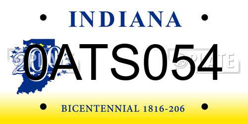 0ATS054 Indiana License Plate