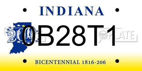 0B28T1 Indiana License Plate