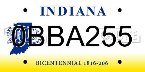 0BBA255 Indiana License Plate