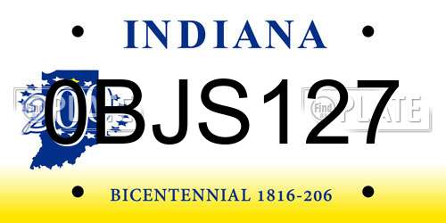 0BJS127 Indiana License Plate