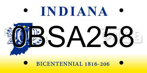 0BSA258 Indiana License Plate