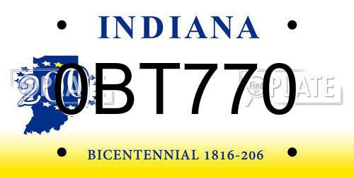 0BT770 Indiana License Plate