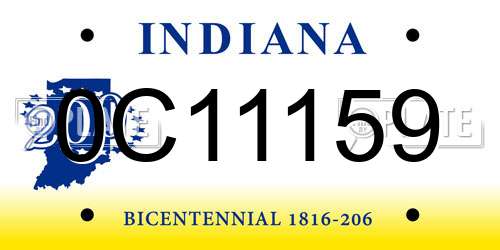 0C11159 Indiana License Plate