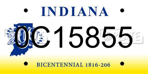 0C15855 Indiana License Plate