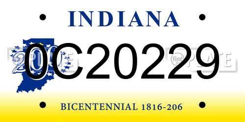 0C20229 Indiana License Plate