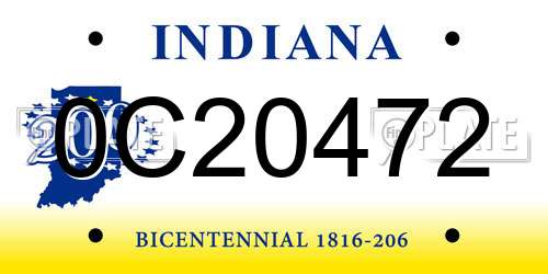 0C20472 Indiana License Plate