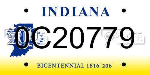0C20779 Indiana License Plate