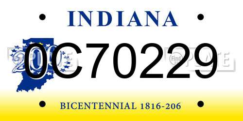 0C70229 Indiana License Plate