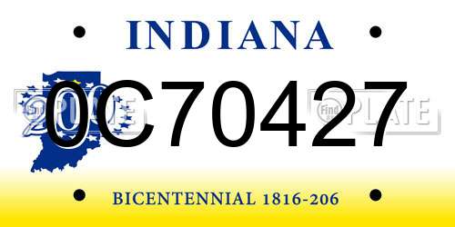 0C70427 Indiana License Plate