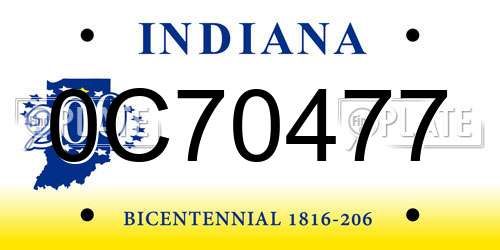 0C70477 Indiana License Plate