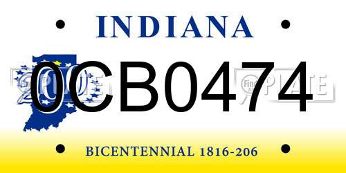 0CB0474 Indiana License Plate