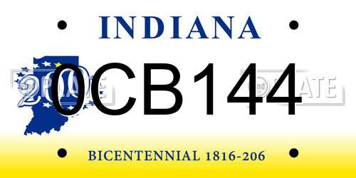 0CB144 Indiana License Plate