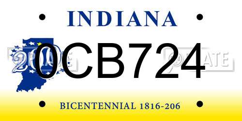 0CB724 Indiana License Plate