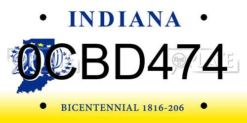 0CBD474 Indiana License Plate