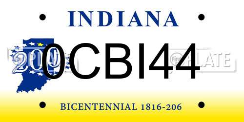 0CBI44 Indiana License Plate