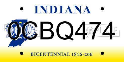 0CBQ474 Indiana License Plate
