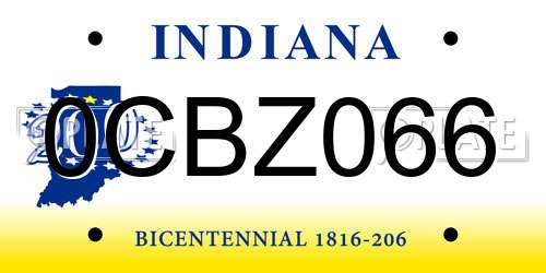 0CBZ066 Indiana License Plate