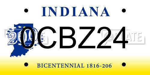 0CBZ24 Indiana License Plate