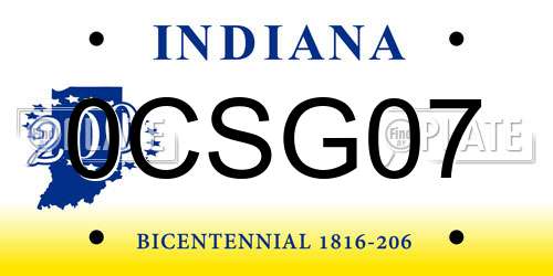 0CSG07 Indiana License Plate