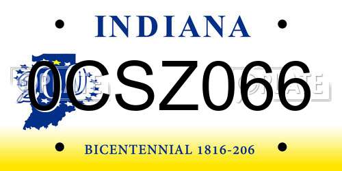0CSZ066 Indiana License Plate
