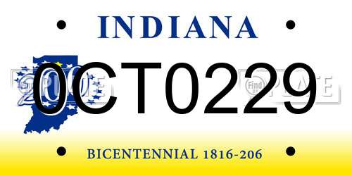 0CT0229 Indiana License Plate