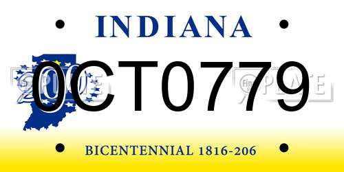 0CT0779 Indiana License Plate