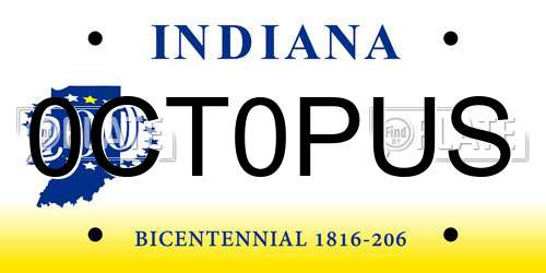 0CT0PUS Indiana License Plate