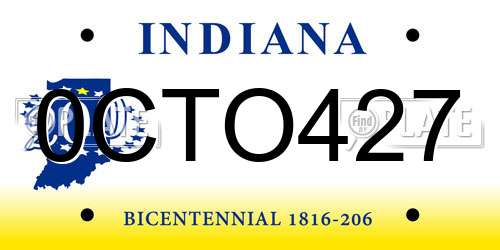 0CTO427 Indiana License Plate