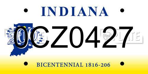 0CZ0427 Indiana License Plate