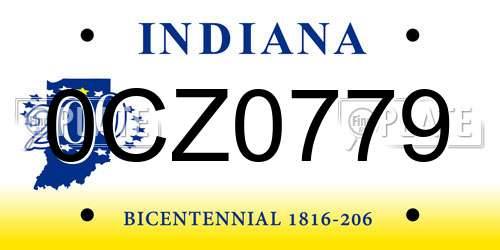 0CZ0779 Indiana License Plate