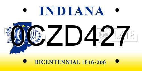 0CZD427 Indiana License Plate