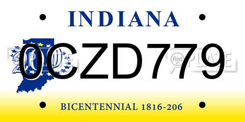 0CZD779 Indiana License Plate