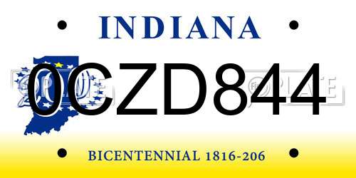0CZD844 Indiana License Plate
