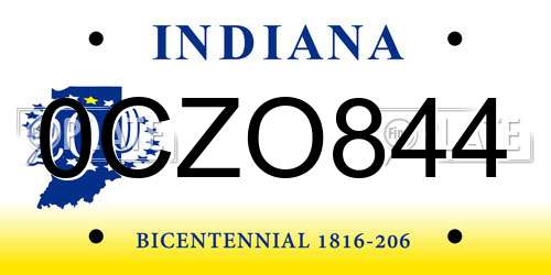 0CZO844 Indiana License Plate