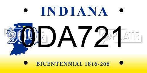 0DA721 Indiana License Plate