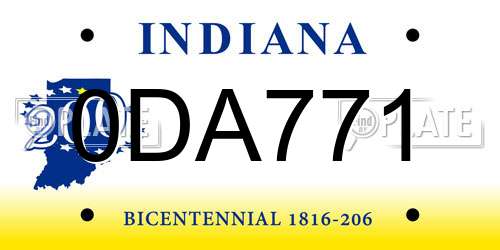 0DA771 Indiana License Plate