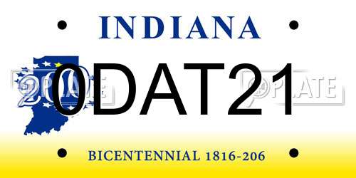 0DAT21 Indiana License Plate