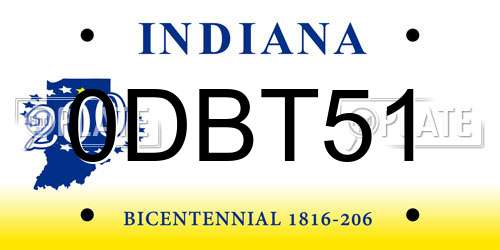 0DBT51 Indiana License Plate