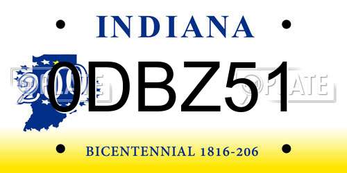 0DBZ51 Indiana License Plate