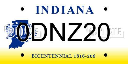 0DNZ20 Indiana License Plate