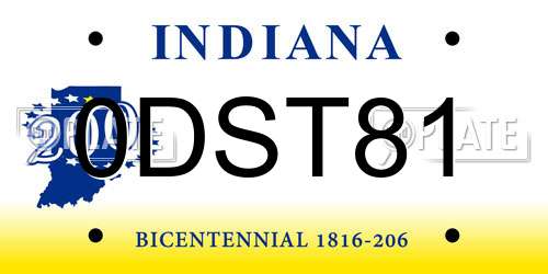 0DST81 Indiana License Plate