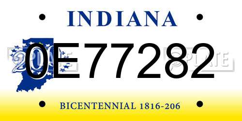 0E77282 Indiana License Plate