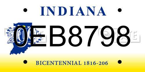 0EB8798 Indiana License Plate