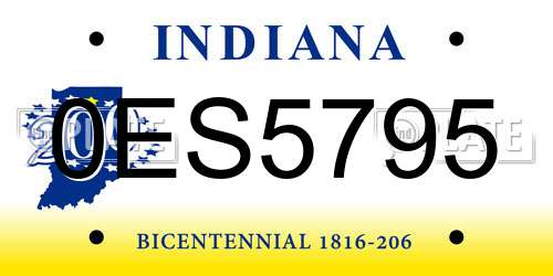 0ES5795 Indiana License Plate
