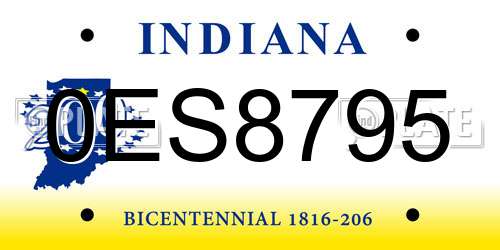 0ES8795 Indiana License Plate
