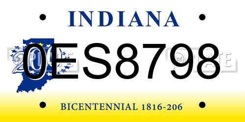 0ES8798 Indiana License Plate