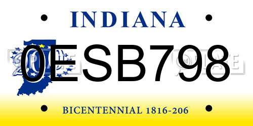 0ESB798 Indiana License Plate
