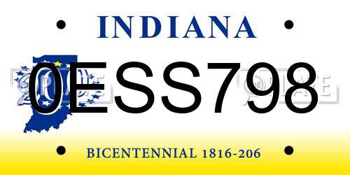 0ESS798 Indiana License Plate